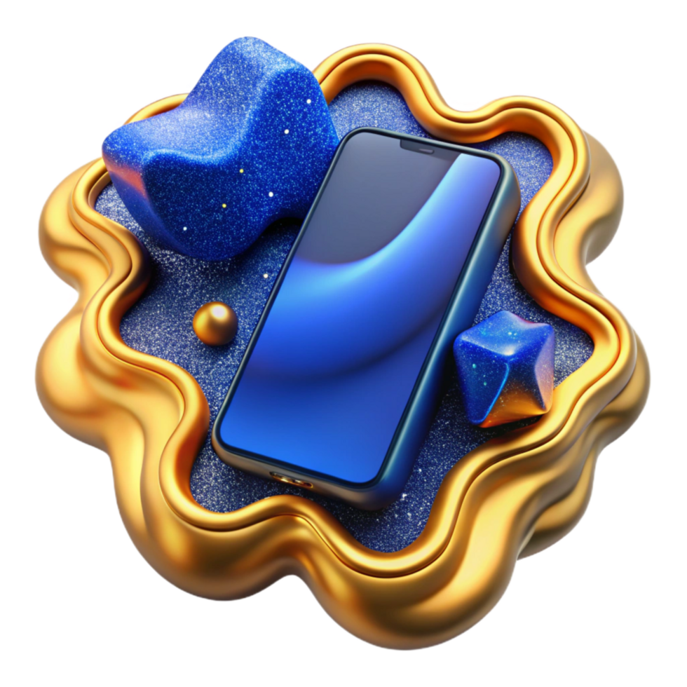impressive rustic Blue Smartphone Top View Isolated exclusive png