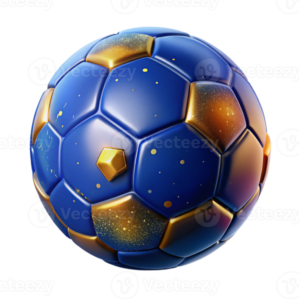 stunning modern Blue Soccer Ball Isometric View Isolated on Transparent Background authentic png