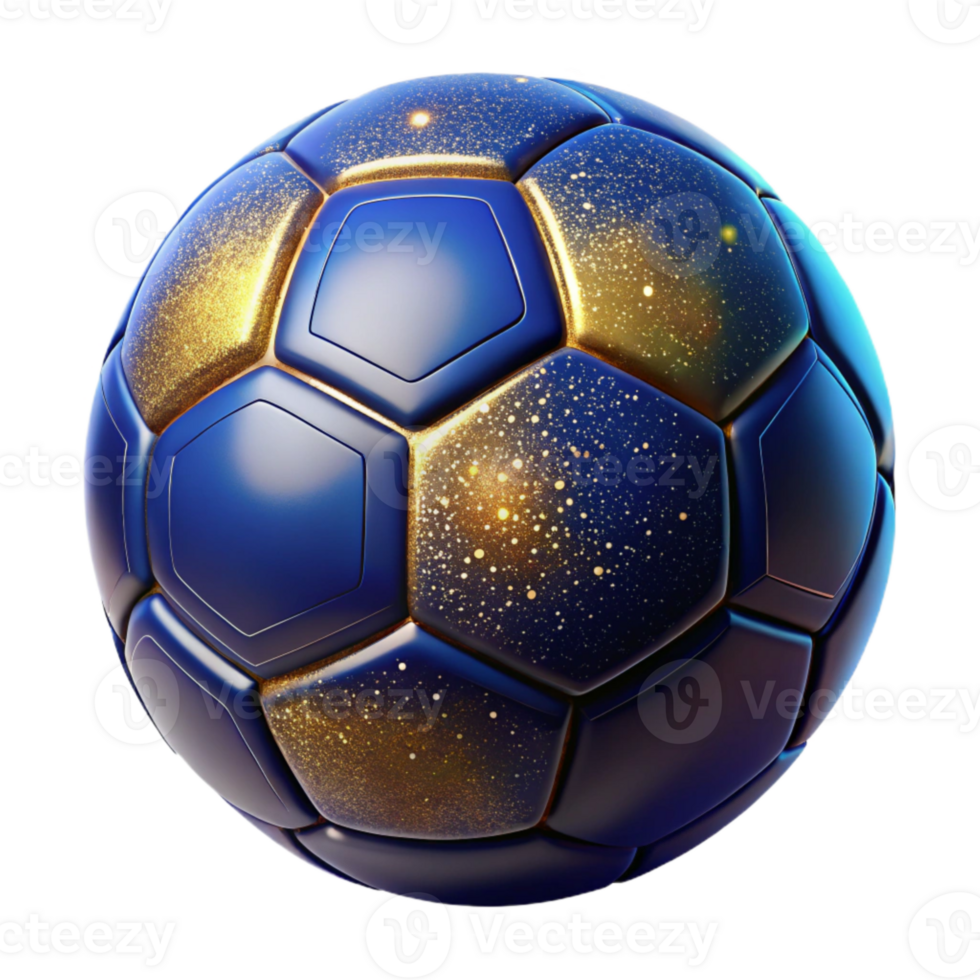 elegant creative Blue Soccer Ball Isometric View Isolated on Transparent Background detailed png