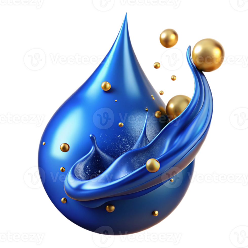 serene traditional Blue Water Splash Droplets Isolated premium png