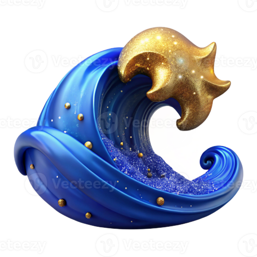 vibrant modern Blue Wave Crashing Side View Cutout authentic png