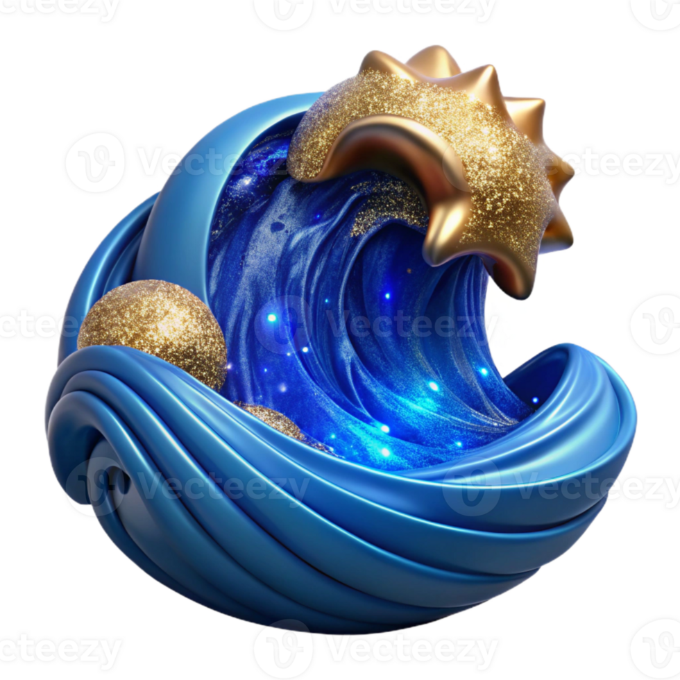 vibrant classic Blue Wave Ocean Water Crest Transparent Background premium png