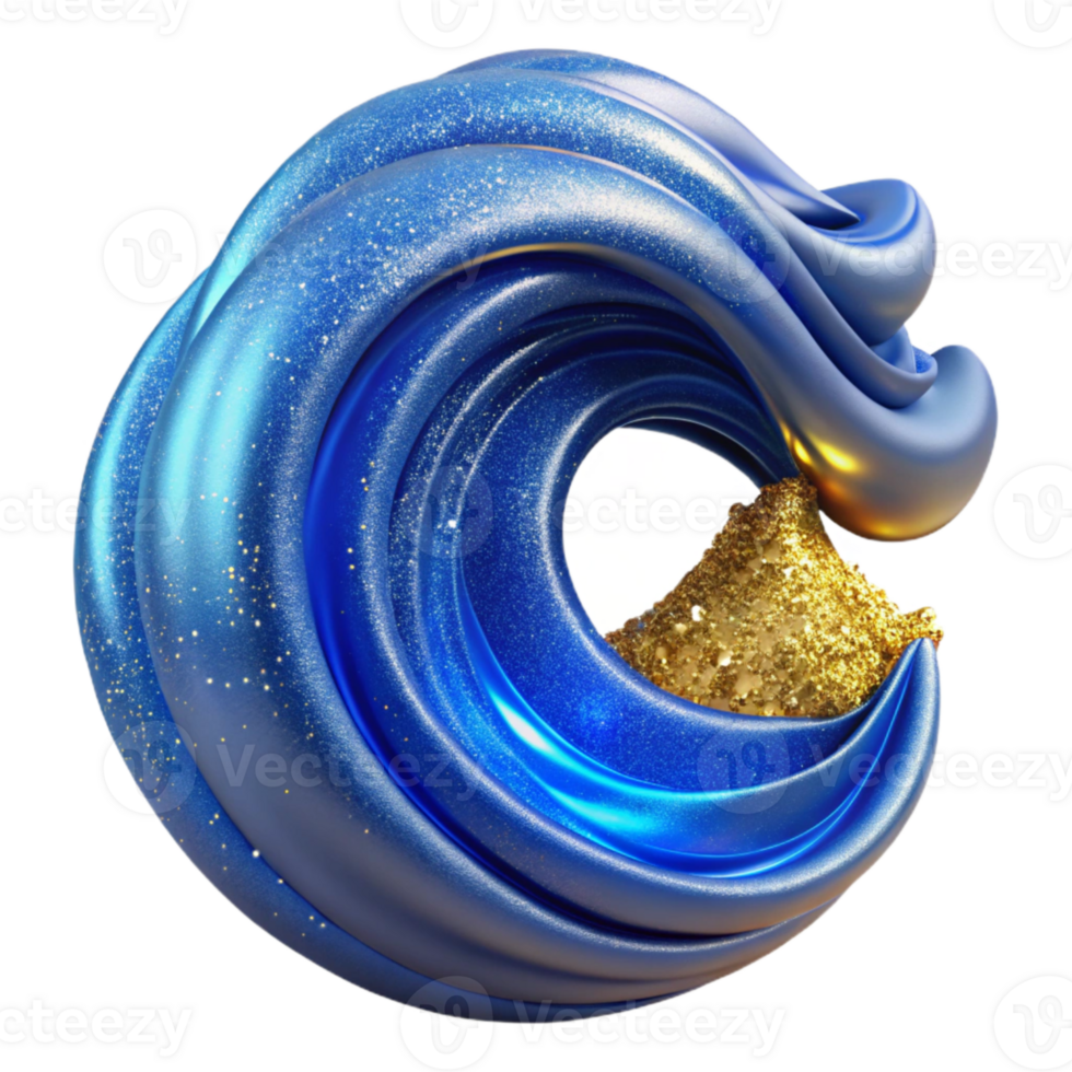 vibrant creative Blue Wave Curling Shape Transparent Background Cutout genuine png