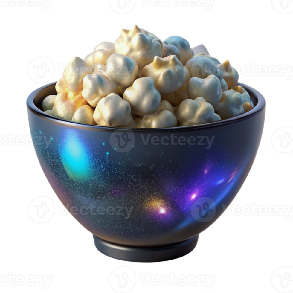 stunning artistic Bowl of Popcorn Isolated on Transparent Background detailed png