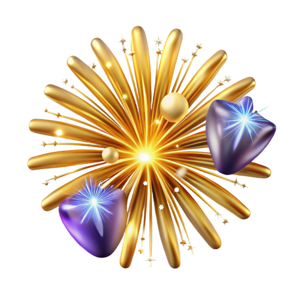 elegant rustic Bright Fireworks Display Cutout on Transparent Background detailed png