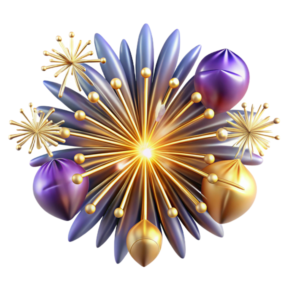 dramatic classic Bright Fireworks Display Cutout on Transparent Background authentic png