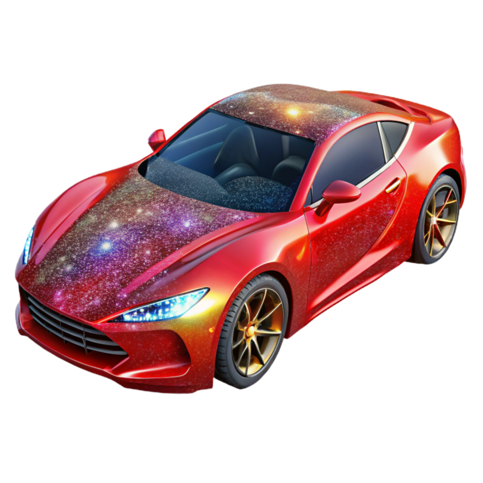 vibrant minimalist Bright Red Sports Car Side View Isolated high quality png