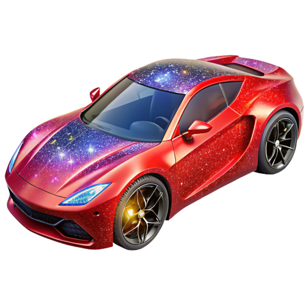 beautiful artistic Bright Red Sports Car Side View Isolated png