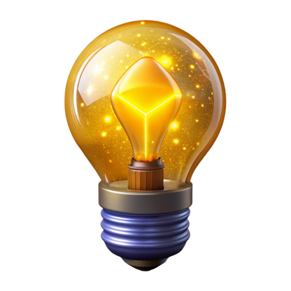 extraordinary classic Bright Yellow Light Bulb Glowing Filament Transparent Background exclusive png
