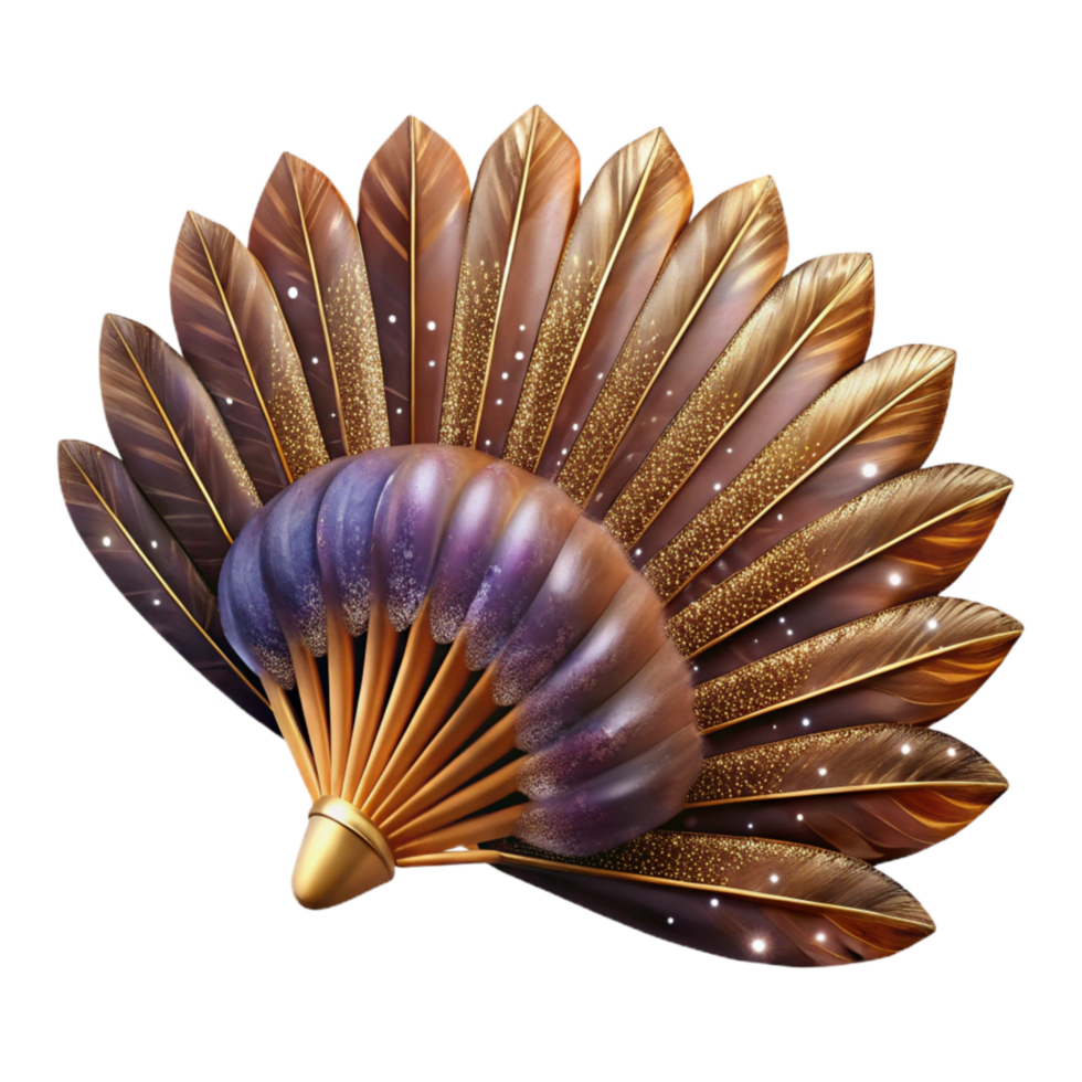 serene rustic Brown Feather Fan Open View Cutout professional png