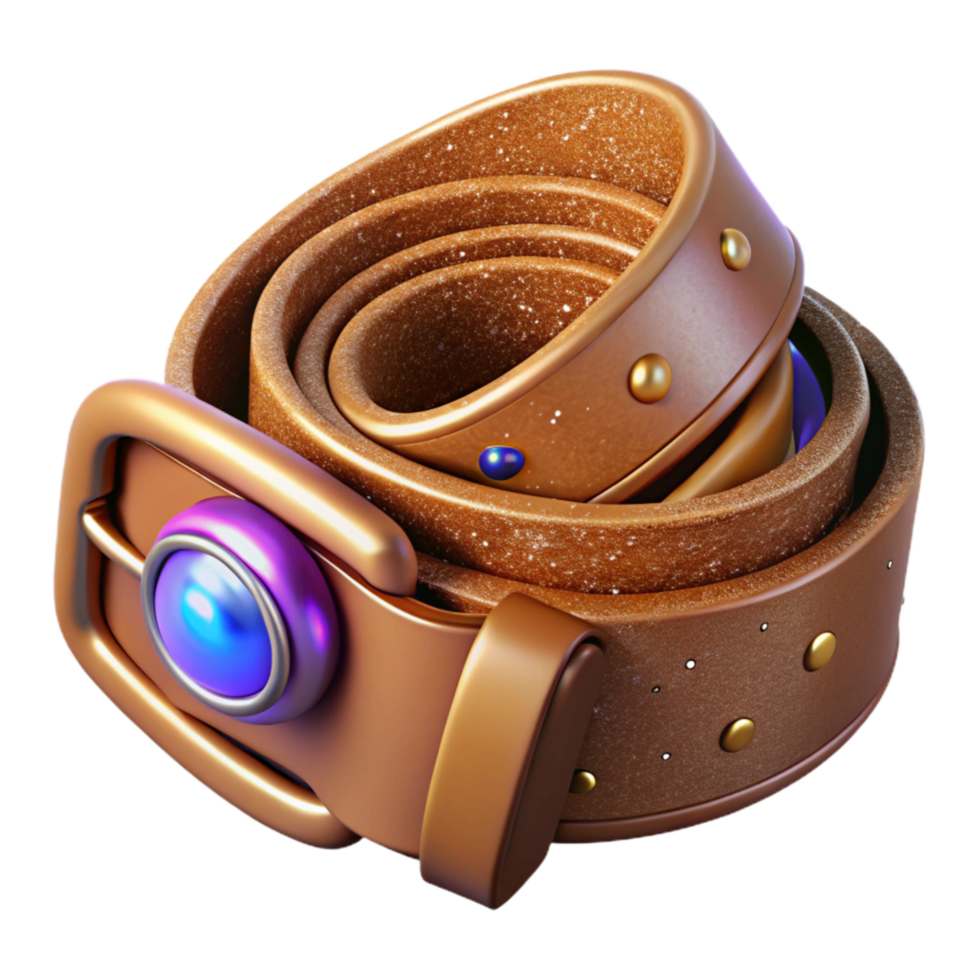 stunning rustic Brown Leather Belt Rolled Cutout Element high resolution png