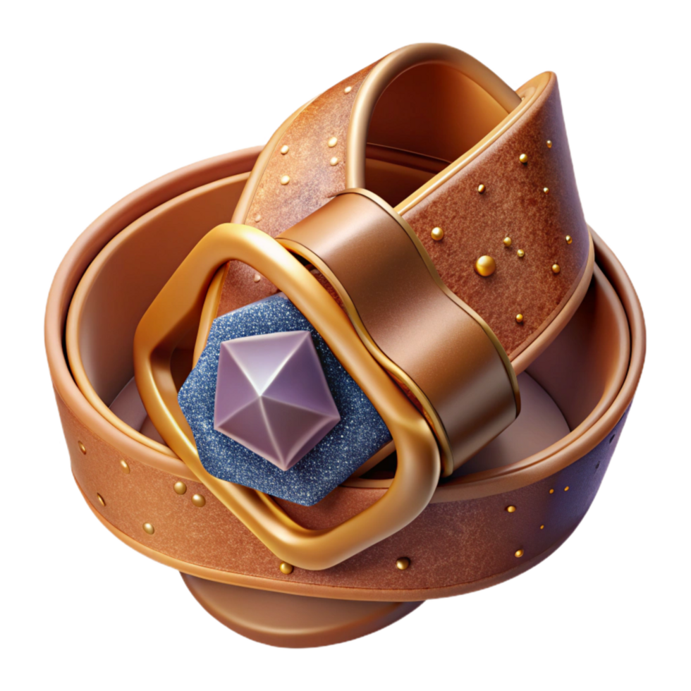 vibrant modern Brown Leather Belt Top View Transparent high resolution png