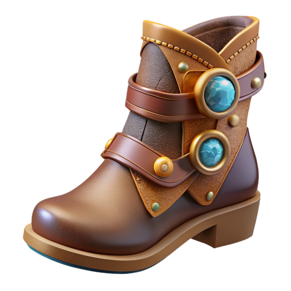 beautiful minimalist Brown Leather Boot Side View Cutout high resolution png