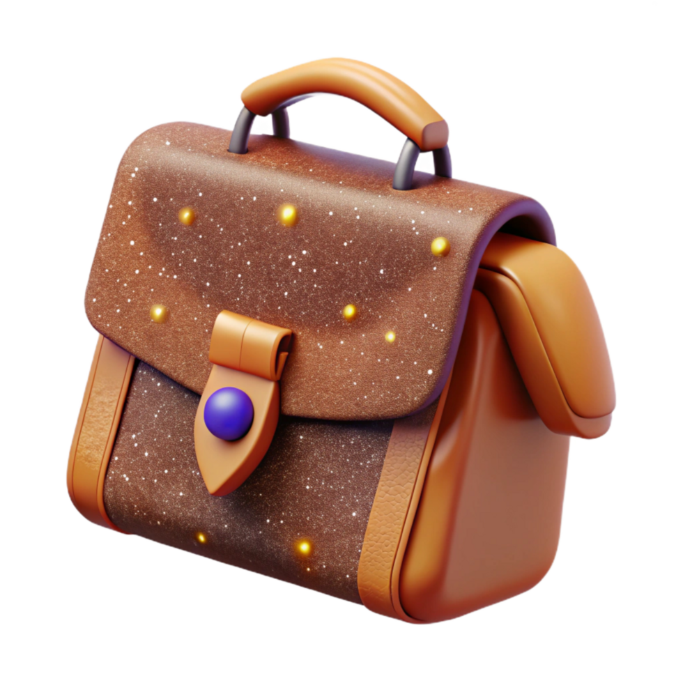 serene artistic Brown Leather Briefcase Top View Cutout high resolution png
