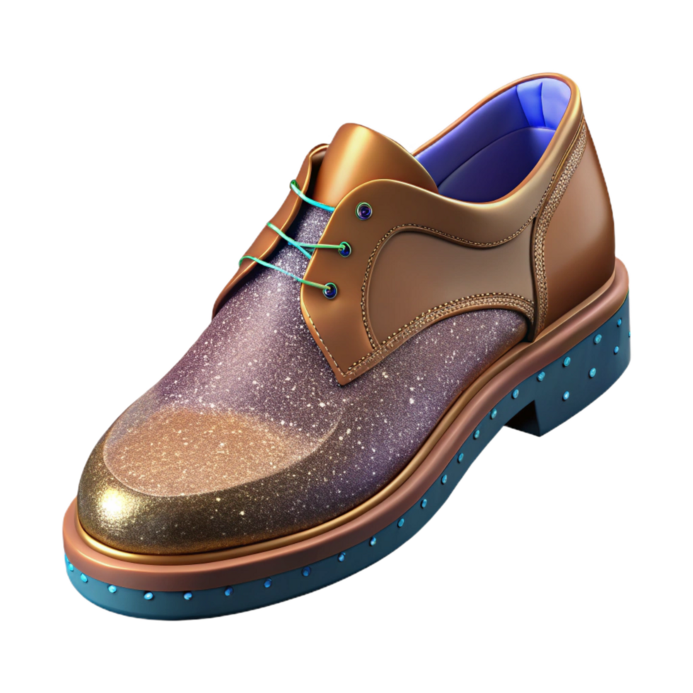 serene creative Brown Leather Shoe Side View Transparent Background detailed png