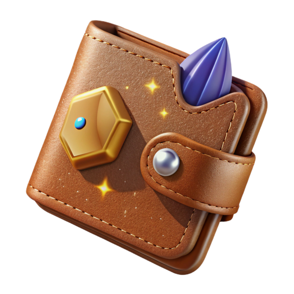 extraordinary abstract Brown Leather Wallet Closed Cutout high resolution png