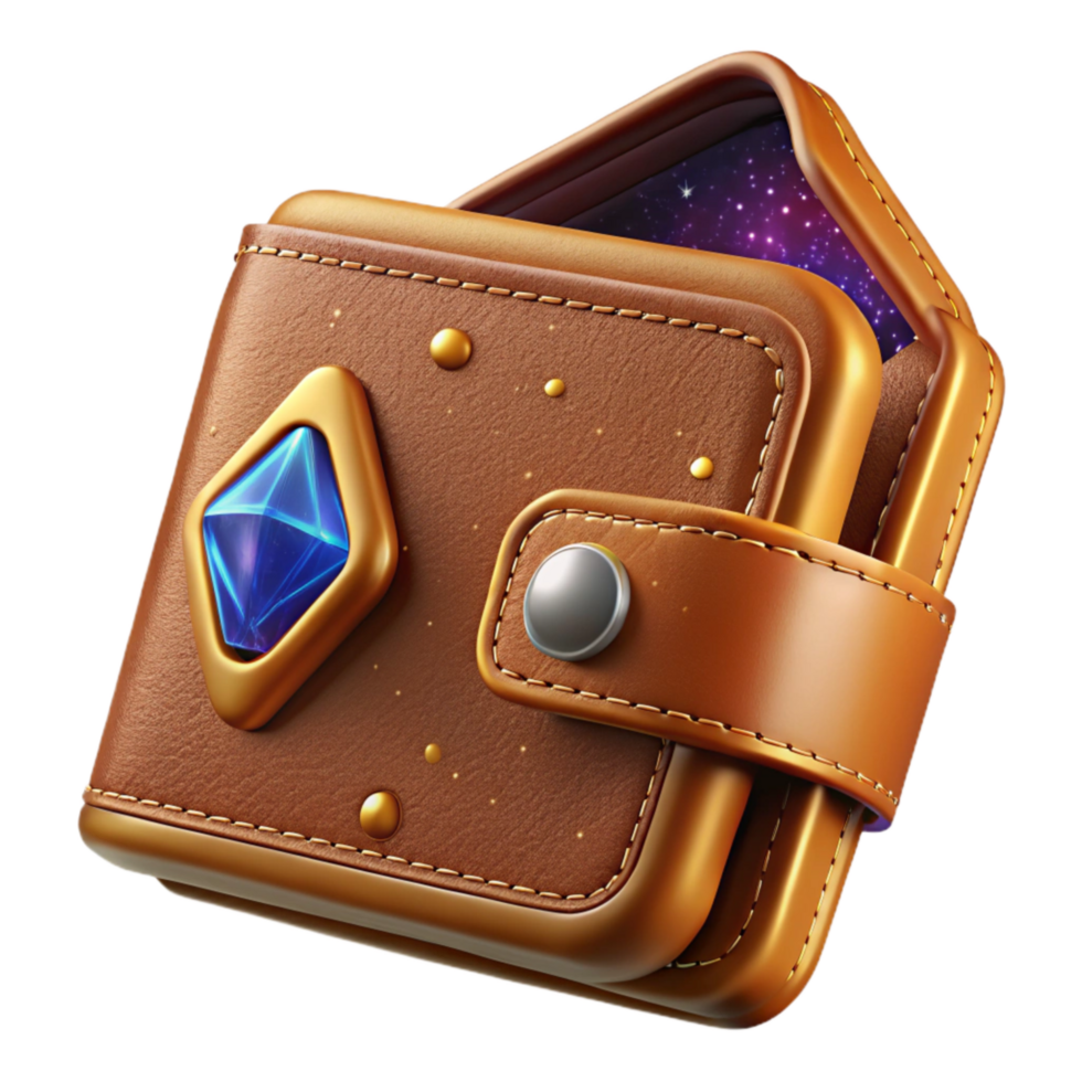 extraordinary artistic Brown Leather Wallet Front View Isolated Element high quality png