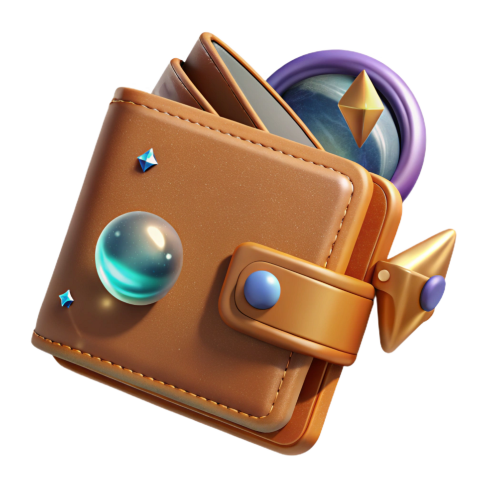 extraordinary artistic Brown Leather Wallet Open Cutout original png