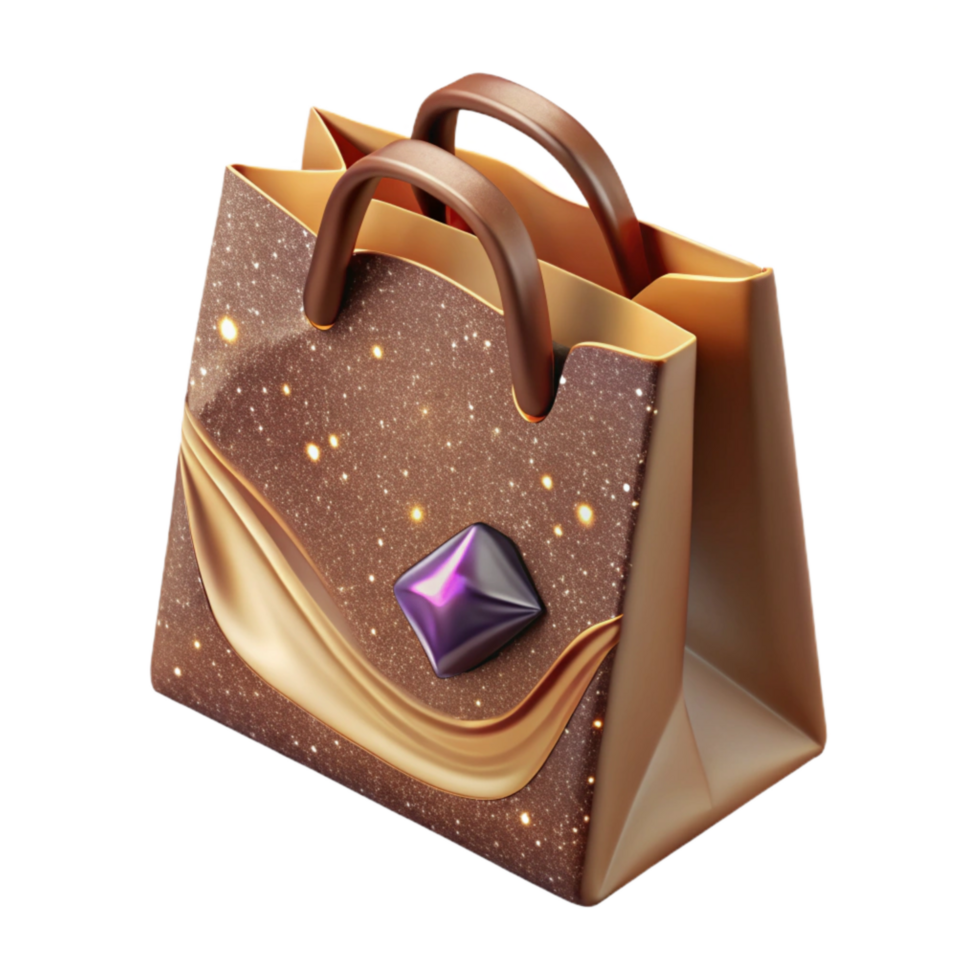 wonderful rustic Brown Paper Bag Side Angle Cutout with Handles authentic png
