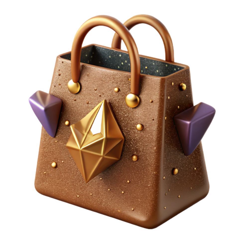 elegant artistic Brown Paper Bag with Handles Cutout genuine png