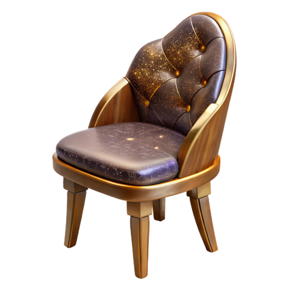 serene abstract Brown Wooden Chair Side View Transparent Background premium png