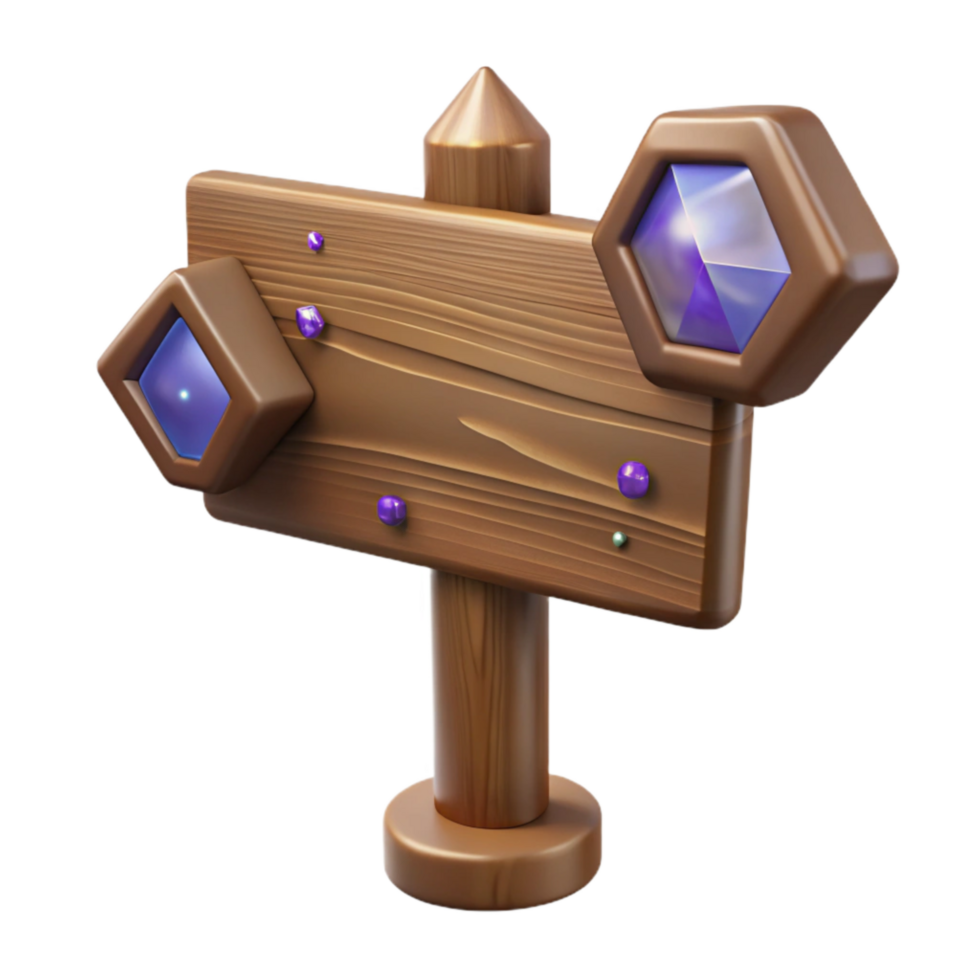 elegant artistic Brown Wooden Signpost Side View Transparent Background high quality png