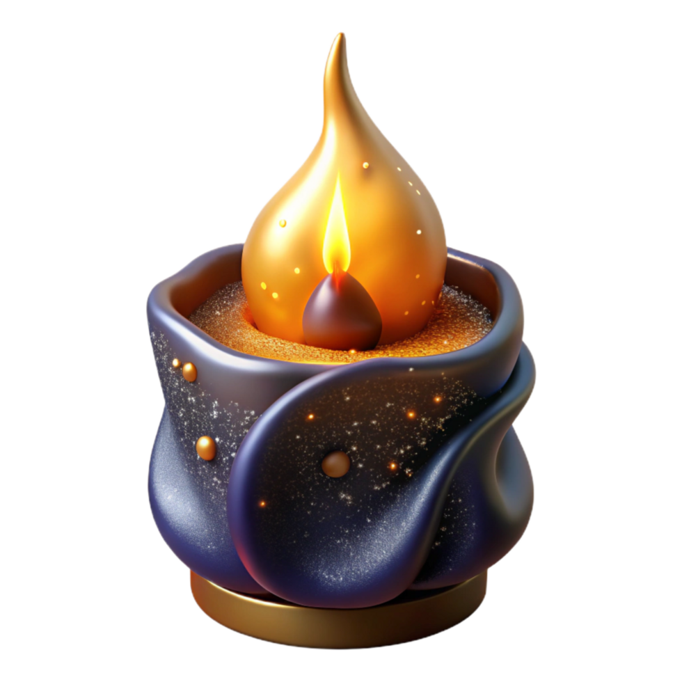 serene modern Burning Candle Flame Close Up Isolated png