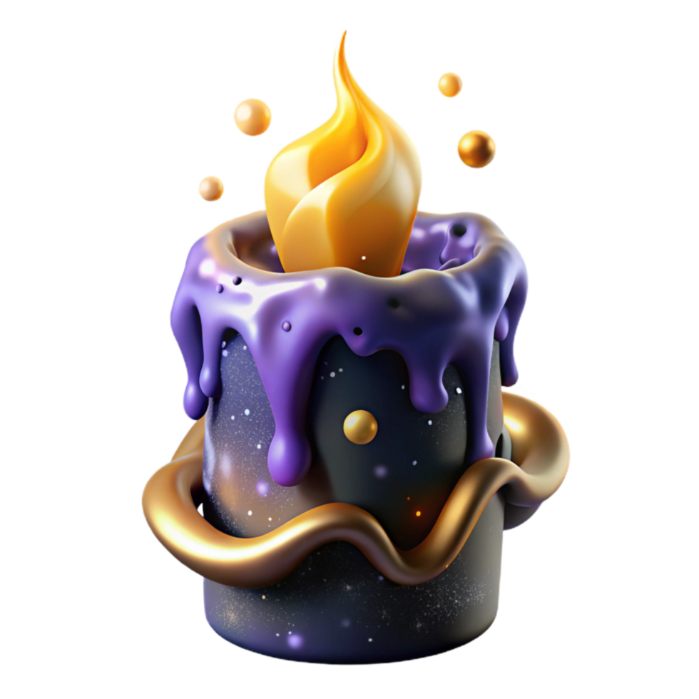 vibrant abstract Burning Candle Flame with Wax Drips premium png