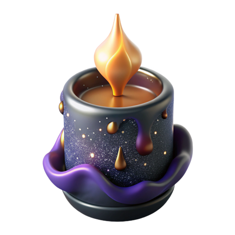 serene vintage Burning Candle with Soft Glow Cutout Transparent Background high resolution png
