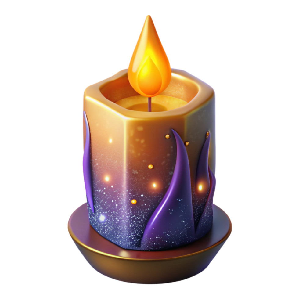 vibrant classic Burning Candle with Warm Glow Transparent Background premium png