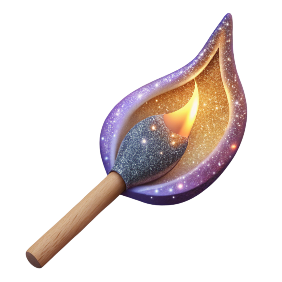 beautiful artistic Burning Matchstick Side View Cutout Transparent Background authentic png
