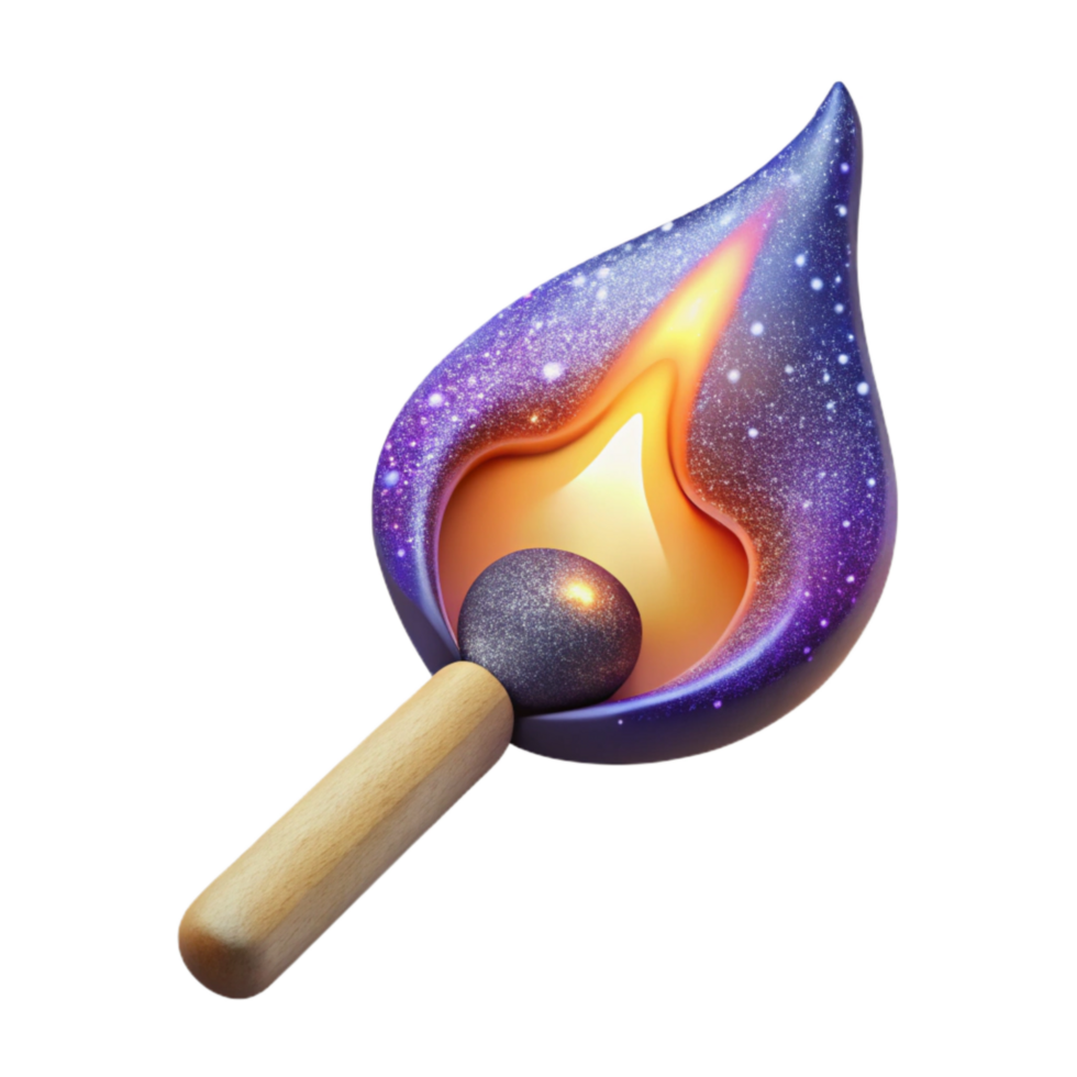 vibrant abstract Burning Match with Flickering Flame Cutout professional png
