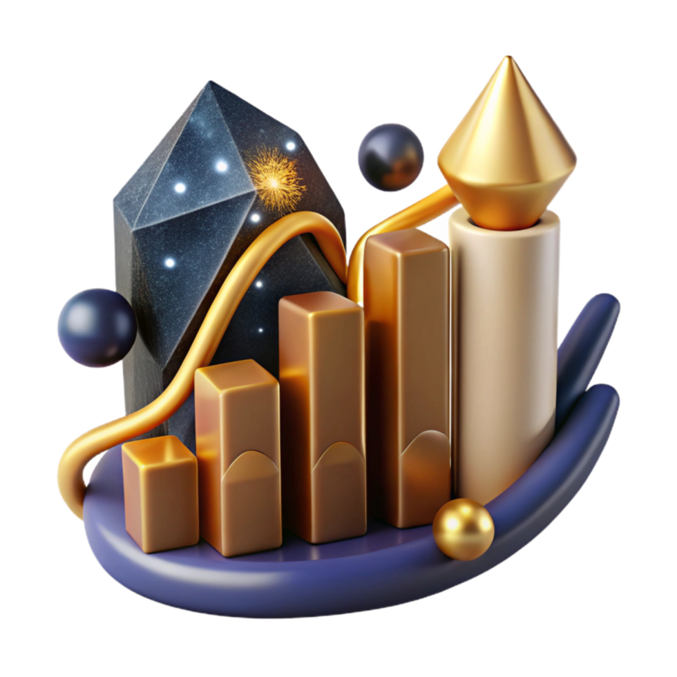impressive abstract Business Graph Chart Isolated with Upward Trend high quality png