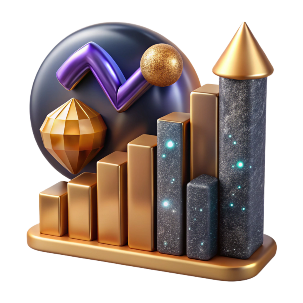 beautiful classic Business Graph Chart Isolated with Upward Trend premium png
