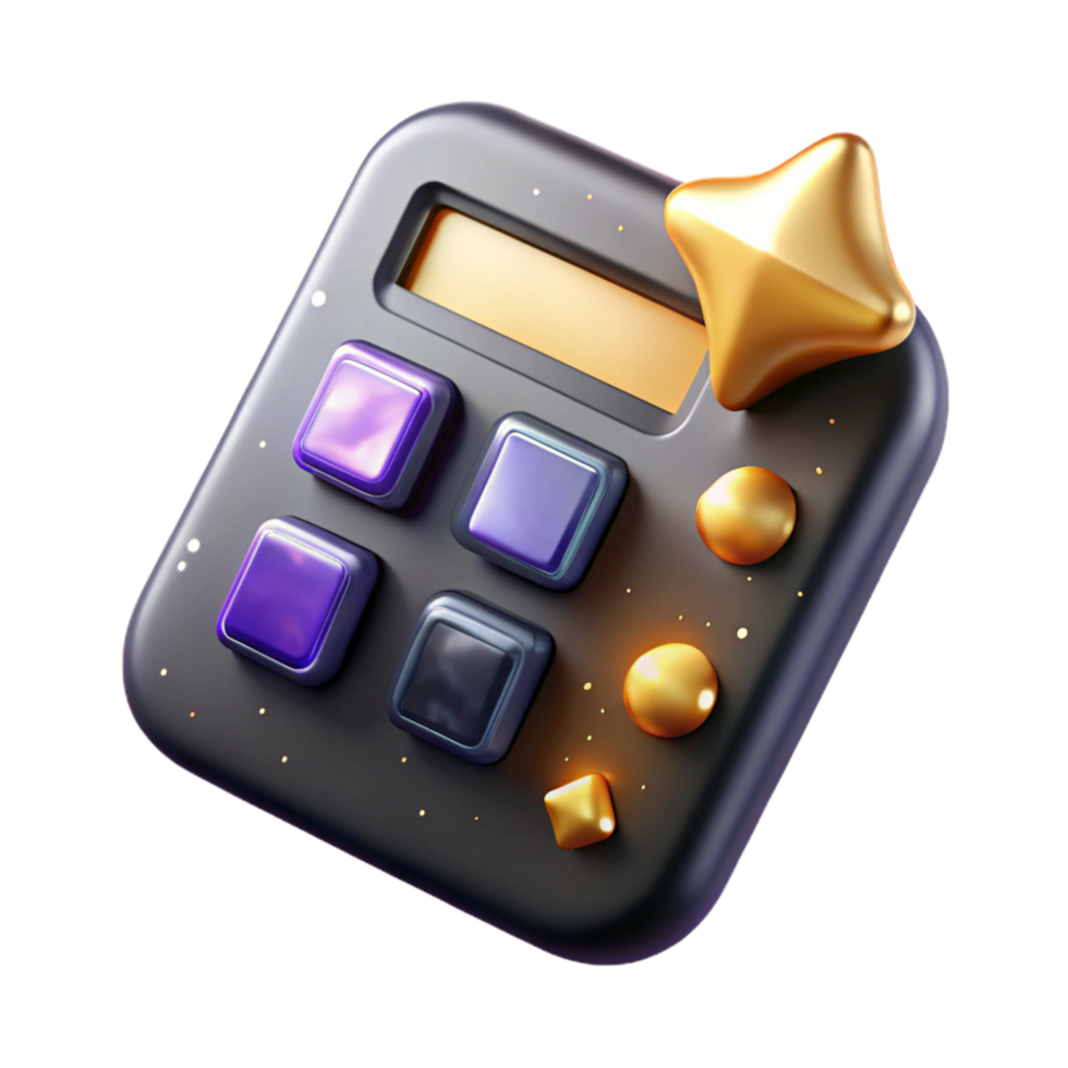 beautiful abstract Calculator with Display Showing Success Isolated Element premium png