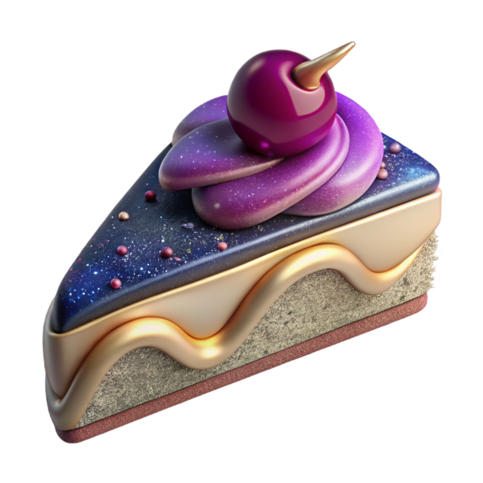 magnificent minimalist Cake Slice with Frosting and Cherry Cutout high resolution png