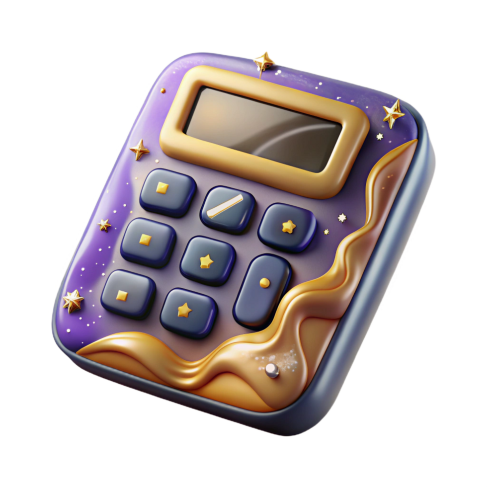 beautiful rustic Calculator Top View Isolated Transparent Background png