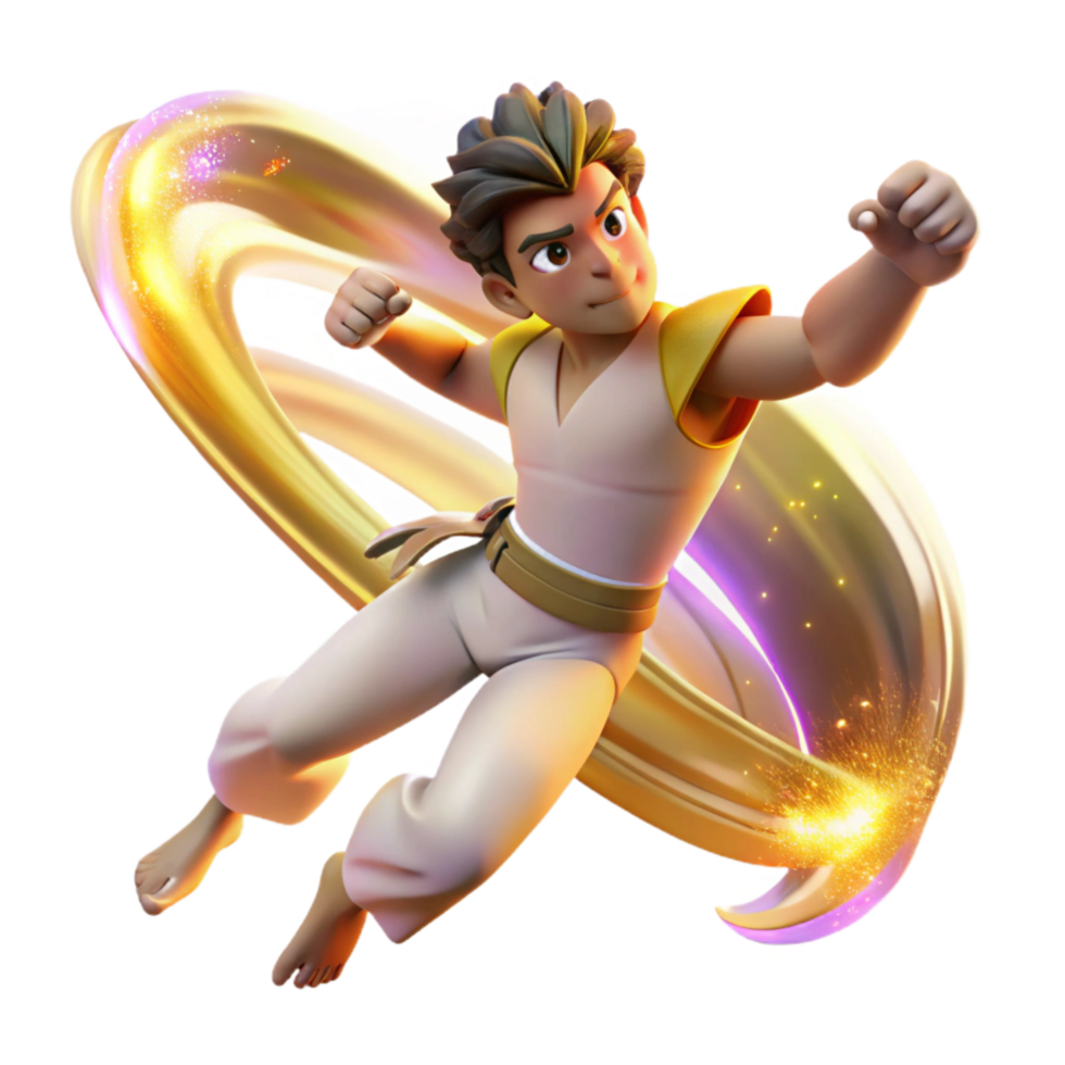 stunning rustic Capoeira Fighter in Motion Blur Cutout with Warm Lighting original png