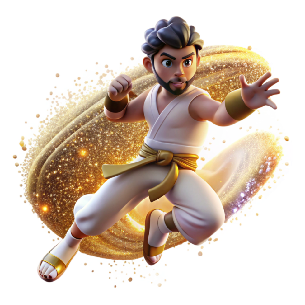 extraordinary modern Capoeira Fighter in Motion Blur Cutout with Warm Lighting png