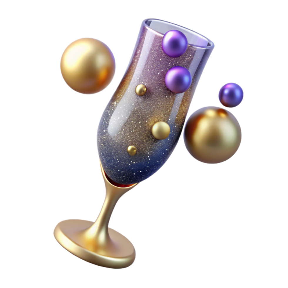 dramatic contemporary Champagne Flute with Bubbles Cutout high quality png