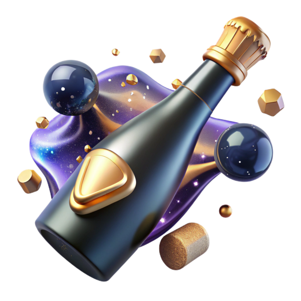 extraordinary artistic Champagne Bottle Cutout with Cork Popping genuine png