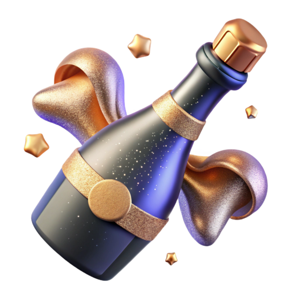 wonderful creative Champagne Bottle Cutout with Cork Popping authentic png