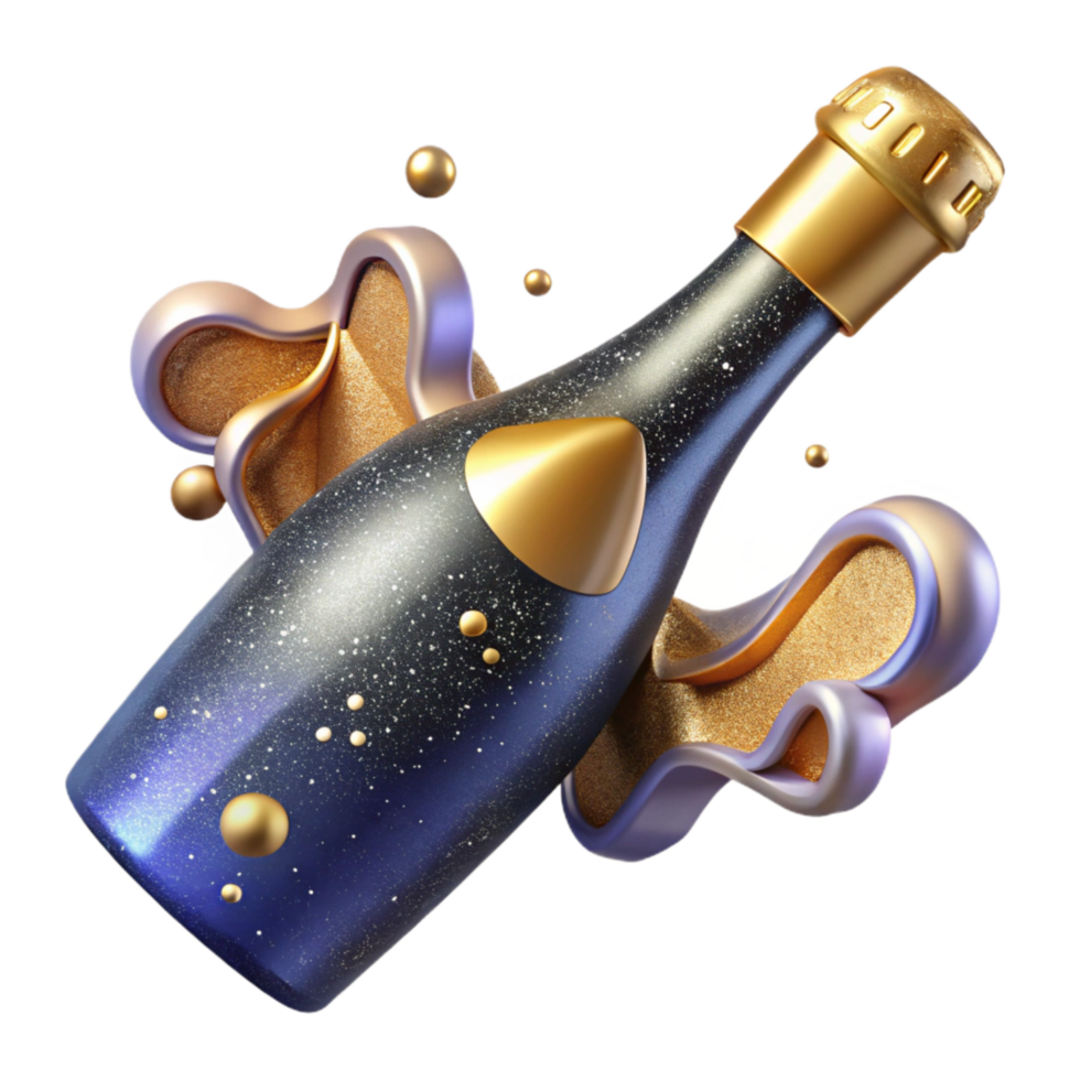 extraordinary abstract Champagne Bottle with Cork Popping Cutout Element authentic png