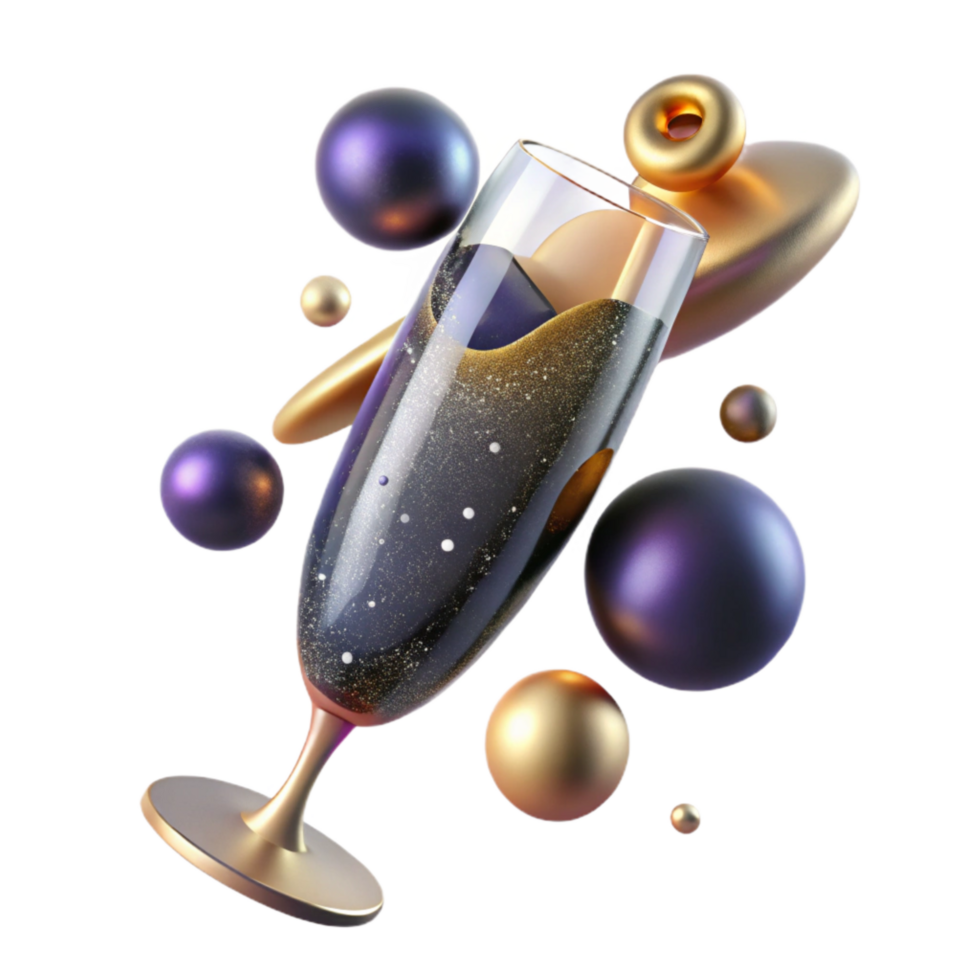 beautiful traditional Champagne Flute with Bubbles Cutout high quality png