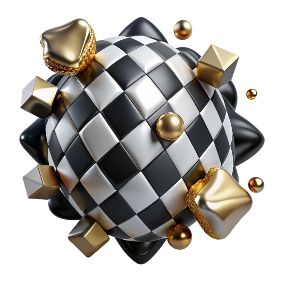 vibrant abstract Checkered Pattern Cutout with Black and White Squares png