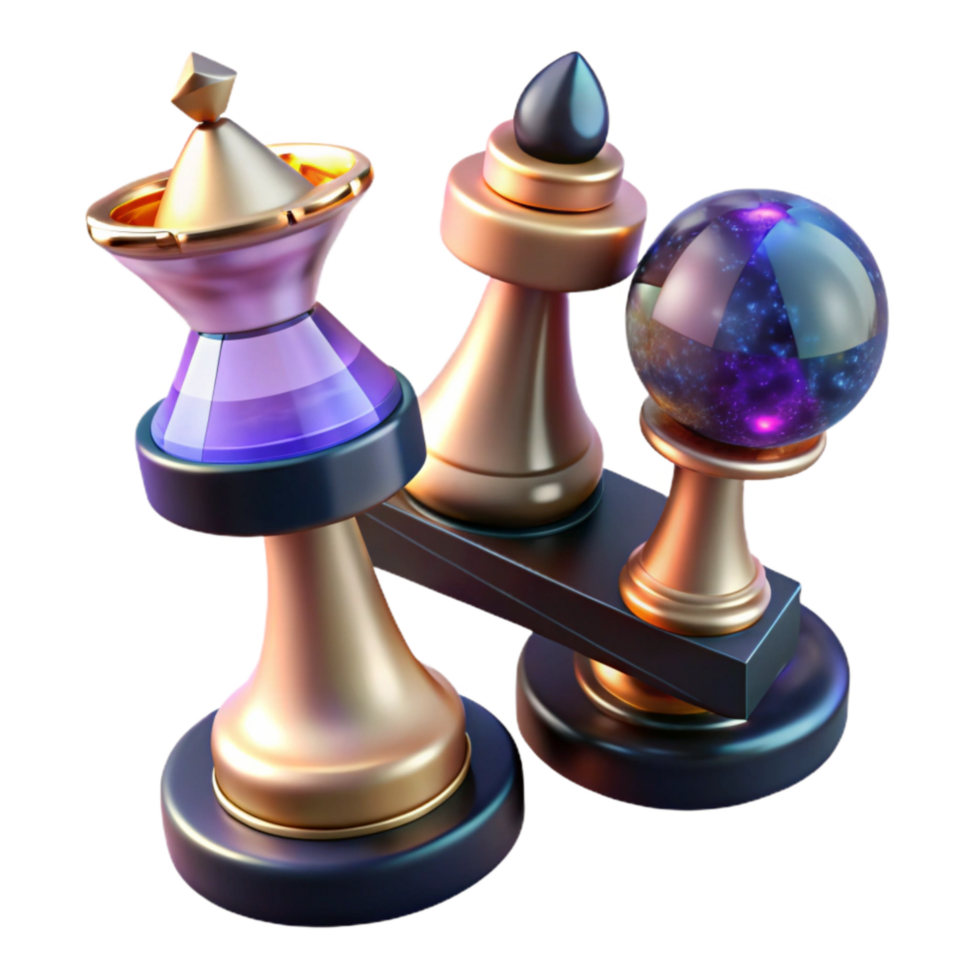 serene minimalist Chess Pieces on Balancing Scale Transparent Background detailed png