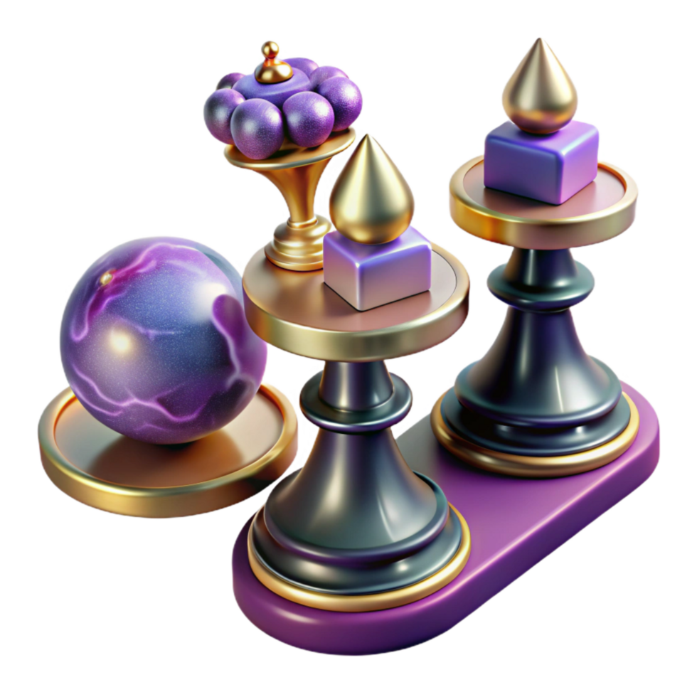dramatic artistic Chess Pieces on Balancing Scale Transparent Background genuine png