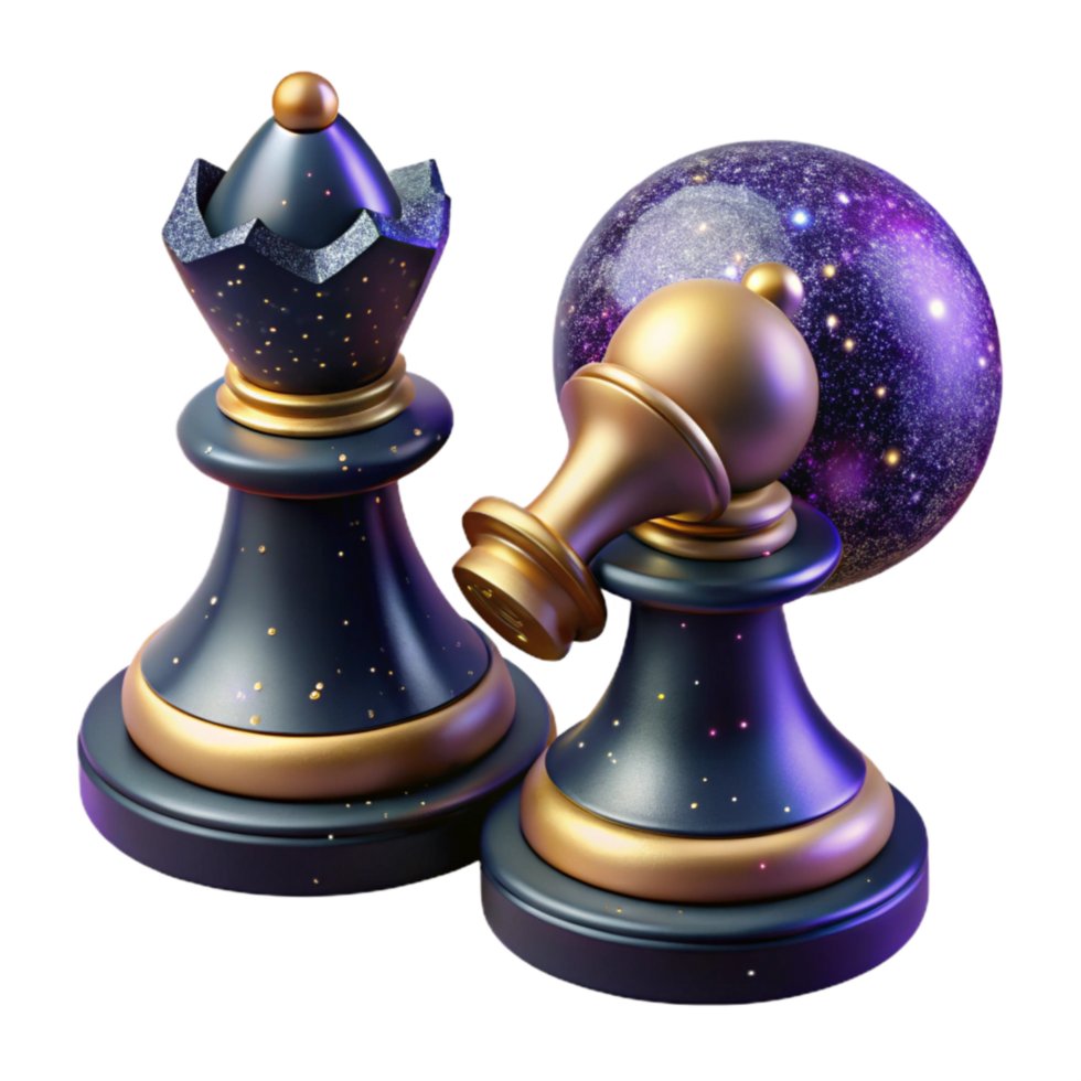 extraordinary artistic Chess Pieces in Starting Position Top View Isolated original png