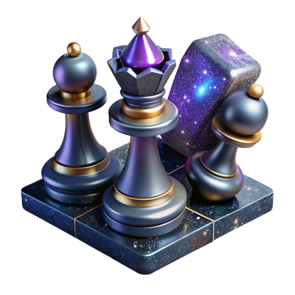serene abstract Chess Pieces in Checkmate Position Isolated premium png