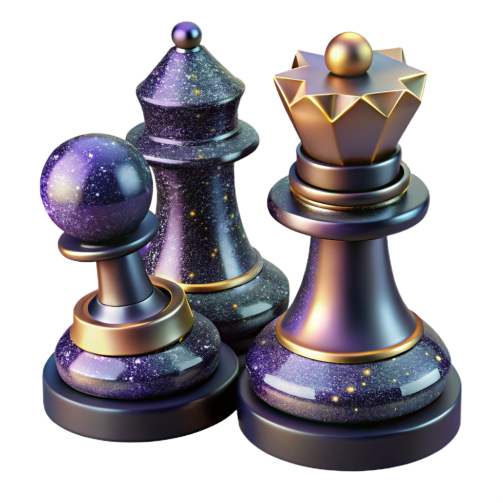 dramatic rustic Chess Pieces in Checkmate Position Isolated high quality png